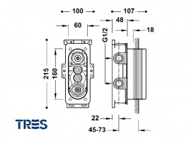 MEDIDAS CAJA EMPOTRAR THERM BOX GRIFERIA TRES